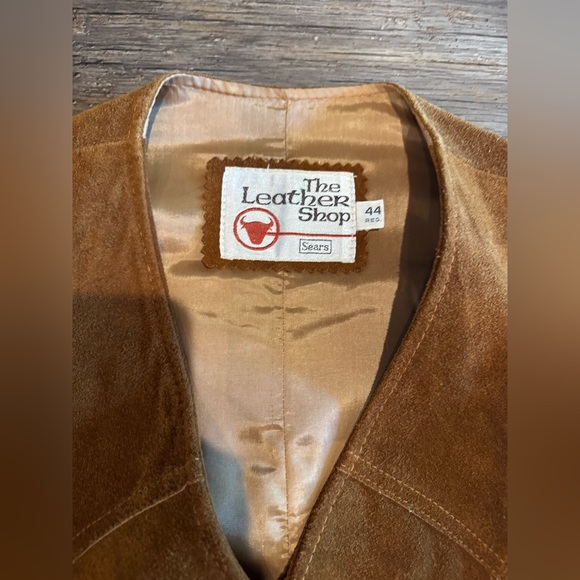 Vintage Sears The Leather Shop Western Suede Leather Vest Jacket Sz 44/XL - Picture 3 of 7